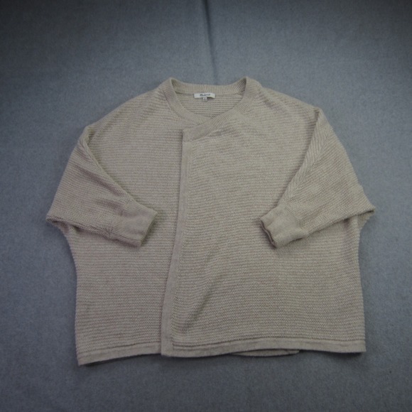 Madewell‎ Cardigan Womens Medium Beige Knit Dolman Sleeve Open FrontSweater - Picture 2 of 16